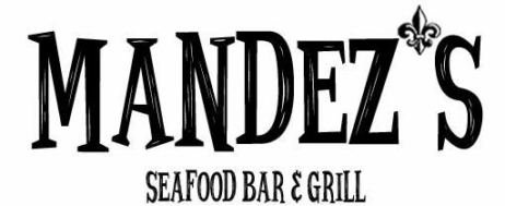 Mandez’s Seafood Bar & Grill logo with black text on a white background