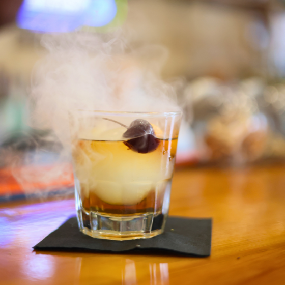 Smoked Old Fashion served at Mandez's Seafood Bar and Grill